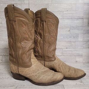 Men's Vintage 80's Tony Lama Western Exotic Africa Leather Cowboy Boots Size 8.5